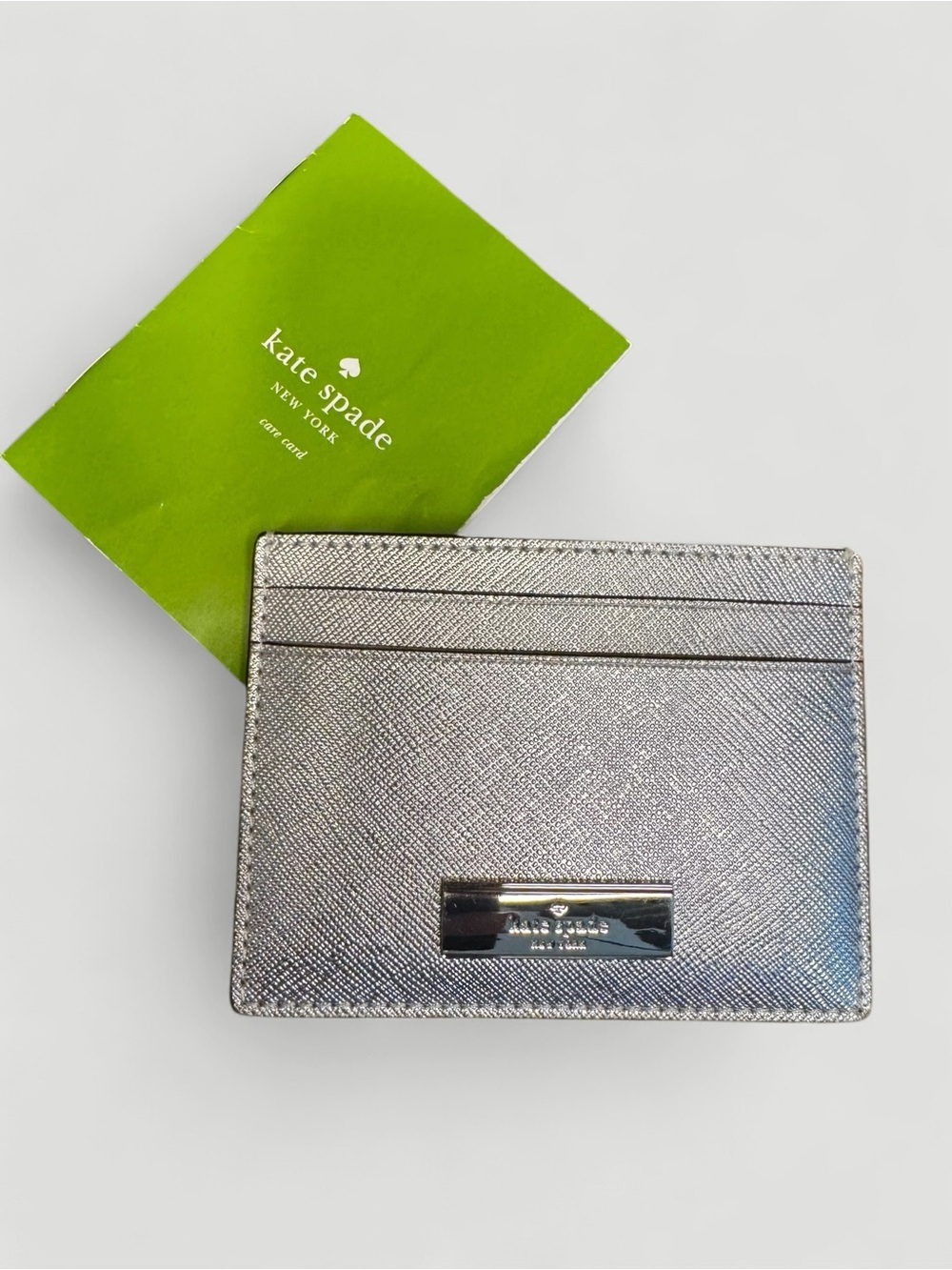 kate spade Metallic Silver Card Case